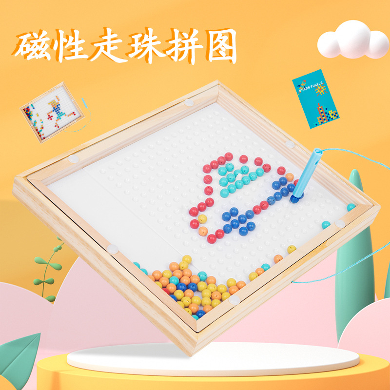 Juguetes educativos de madera para niños, iluminación para bebés, educación temprana, bolas, bloques de construcción, clips, cuentas, rompecabezas creativo magnético