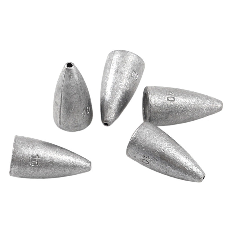 Bullet-Shaped Lead Sinker for Lure Fishing, Blue Plastic Tube Through-Core Lure Fishing Lead Sinker, Fishing Lead Sinker with Plastic Core