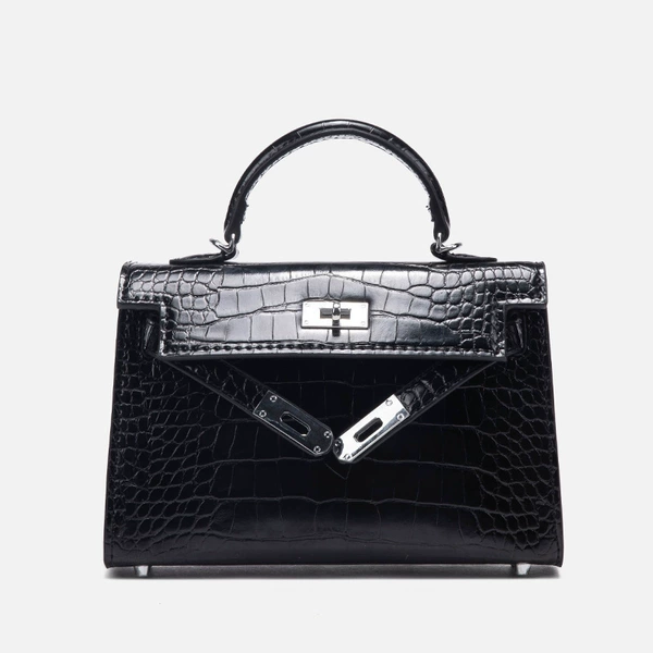 Crocodile pattern black silver buckle