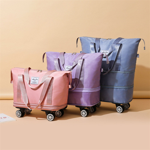 新款带轮旅行包收纳大容量干湿分离扩展双层行李手提包超大待产包