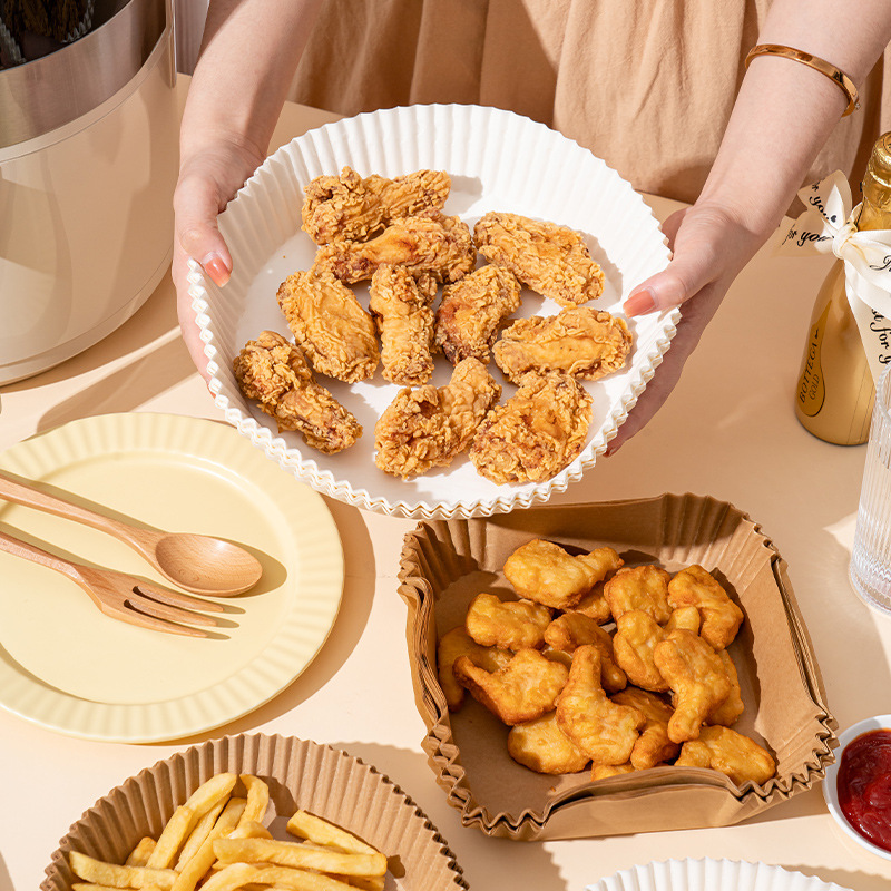 空气炸锅专用纸硅油纸盘纸托圆形吸油纸食物垫纸烤一次性家用烘焙