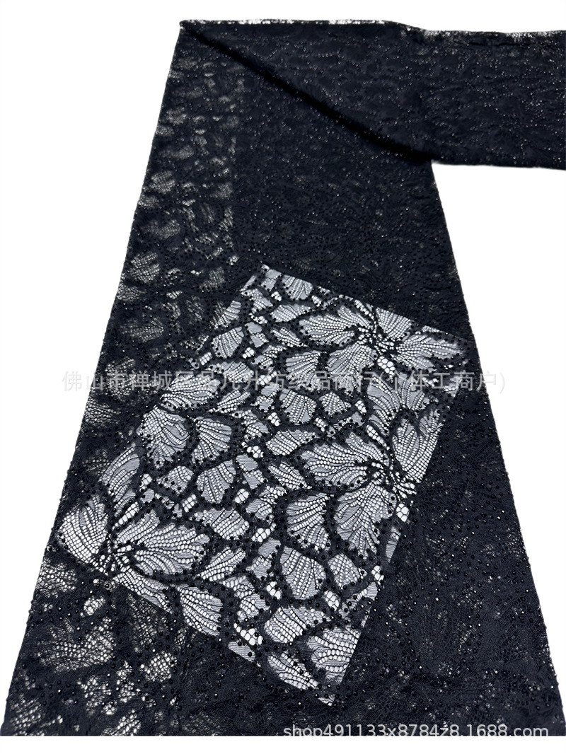 Nuevo hueco flor de encaje fondo tela de perforación caliente pesada cola de pez vestido de boda vestido de noche brindis tela spot