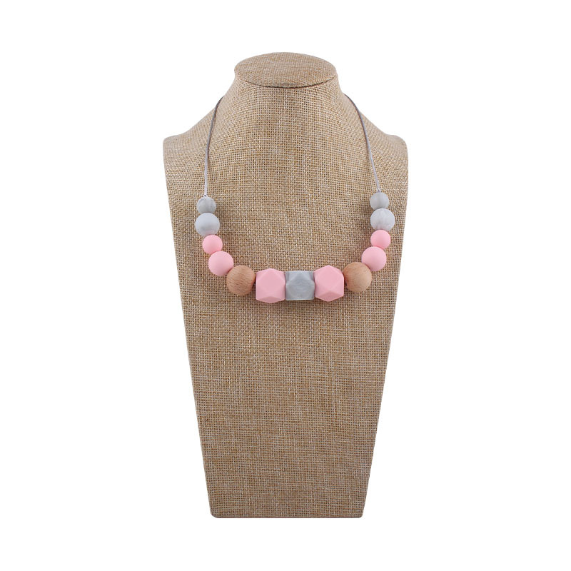 Comercio exterior Amazon nuevo silicona molar teether collar bebé teether palo masticable colgante collar