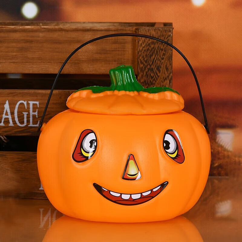 Linterna de calabaza portátil para Halloween, para dulces, luminosa, para niños, al por mayor