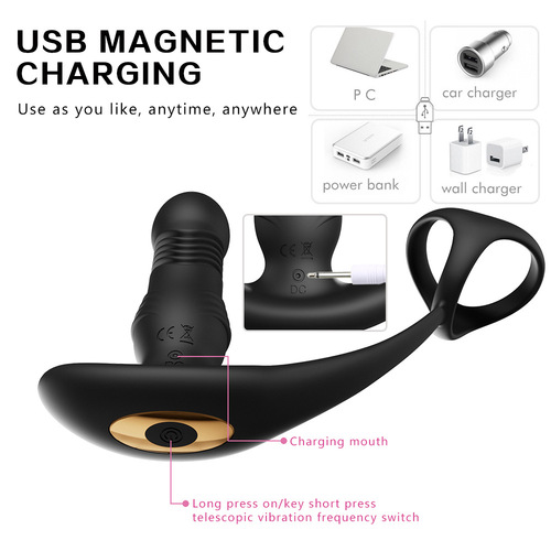 Foreign trade remote control string moon three-ring retractable prostate anal plug male masturbation vibrator adult novelty product