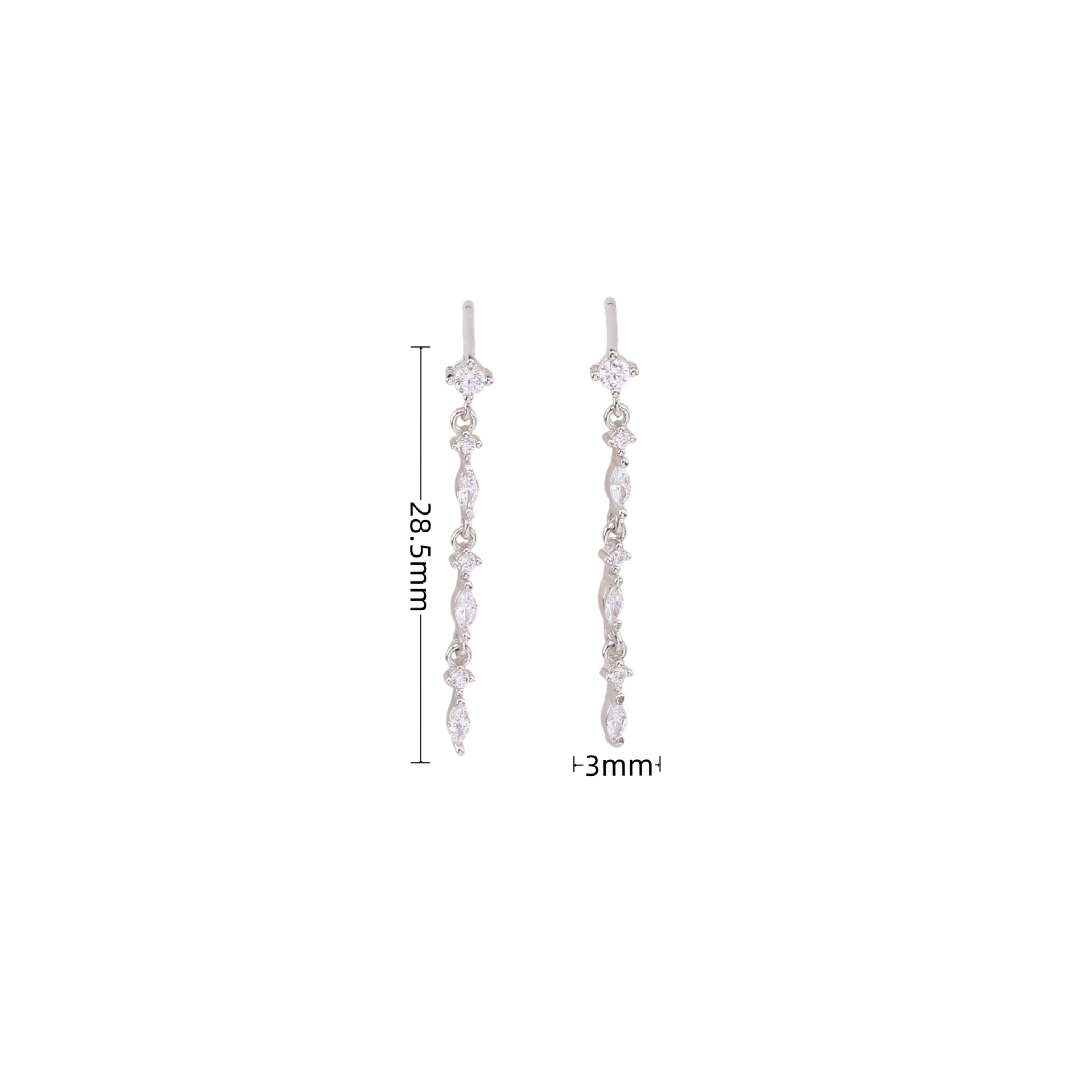 18K Real Gold Plated, Rhodium Plated Plating Material Zircon Inlay Material Drop Earrings Classification 1 Pair 925 Sterling Silver Zircon Tassel Drop Earrings