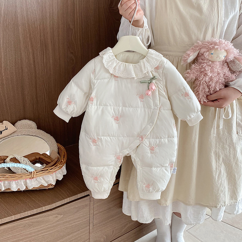 Baby down Jacket Jumpsuit for Baby Girl Princess 90 White Duck down Light down Jacket Outdoor Clothing Winter Clothing Hugger