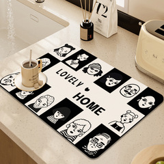 Nordic Personality Kitchen Countertop Drain Mat for Plates, Bowls, Cups, Spoons, Dishes, Dry Pads, Coasters, Home Coffee Machine Absorbent Quick Dry Soft Mat