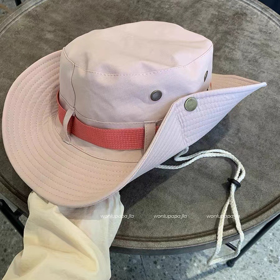 Sombrero de montañismo al aire libre femenino rosa ala grande sombrero de pescador japonés sombrero de sol protección solar sombrero de viaje camping occidental sombrero de vaquero masculino