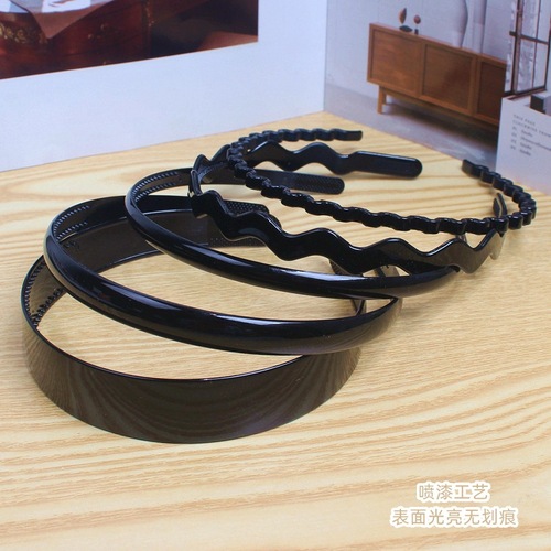 C13 simple basic black toothed headband spray paint scratch-free headband children's hairpin Korean style hair accessory