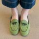 Sheepskin version ~ early spring new bow white heightening loafers women's versatile suede one-step small leather shoes