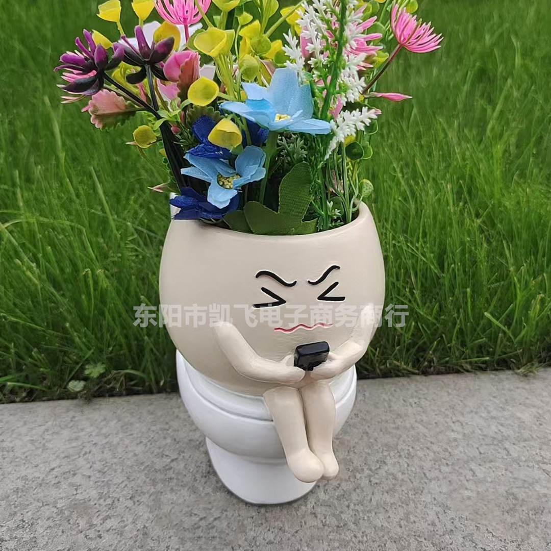 국경 새 좌석 화장실 한 조각 다육 꽃 냄비 정원 장식 야외 꽃 냄비 장식 장식품