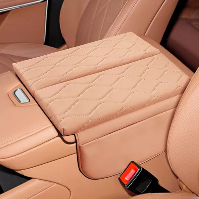 Suitable for 2025 Denza N7 Armrest Box Heightening Leather Cover Pad Central Car Interior Special Accessories Modification (Armrest box pad) - denza-n7-creamy-brown