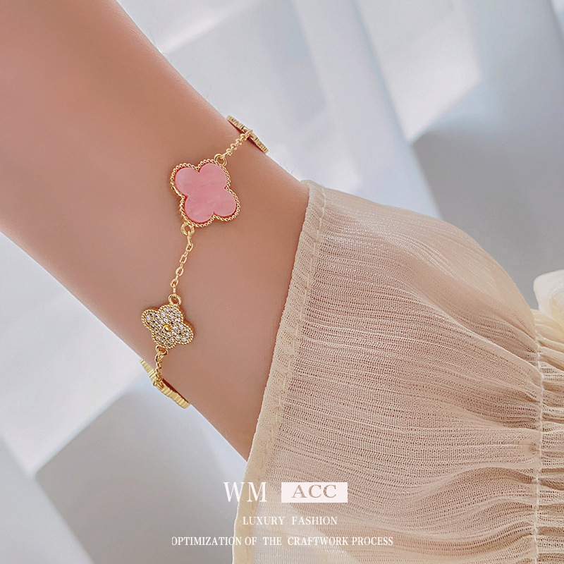 Oro real electrochapado circón Rosa fritillary flor pulsera elegante todo-fósforo pulsera luz lujo de alta calidad pulsera para las mujeres al por mayor
