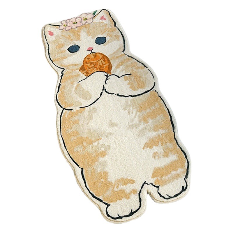 Alfombra bonita de dibujos animados para dormitorio, sala de estar, habitación infantil, uso doméstico, tapete para gatear junto a la cama, tapete grueso lavable, decoración suave.