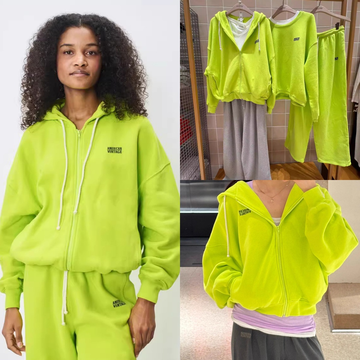 American Vintage New Product Cecilia Cheung Same Style Casual Sweatshirt Set Long-Sleeved Hoodie Cotton Women's Sweatpants