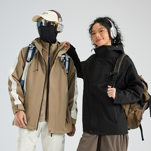 Outdoor Jacket for Men and Women, Three-In-One Detachable Spring, Autumn and Winter Waterproof and Windproof Mountaineering Clothing, New Velvet Jacket