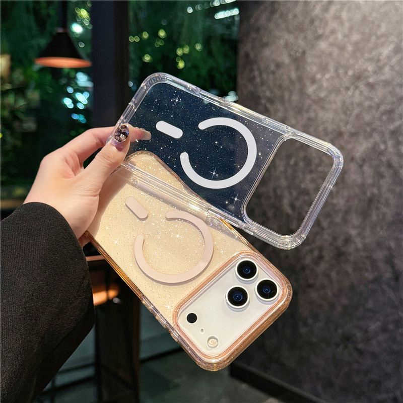 跨境适用苹果17手机壳磁吸透明闪粉iphone17pro高级感17air保护套|undefined
