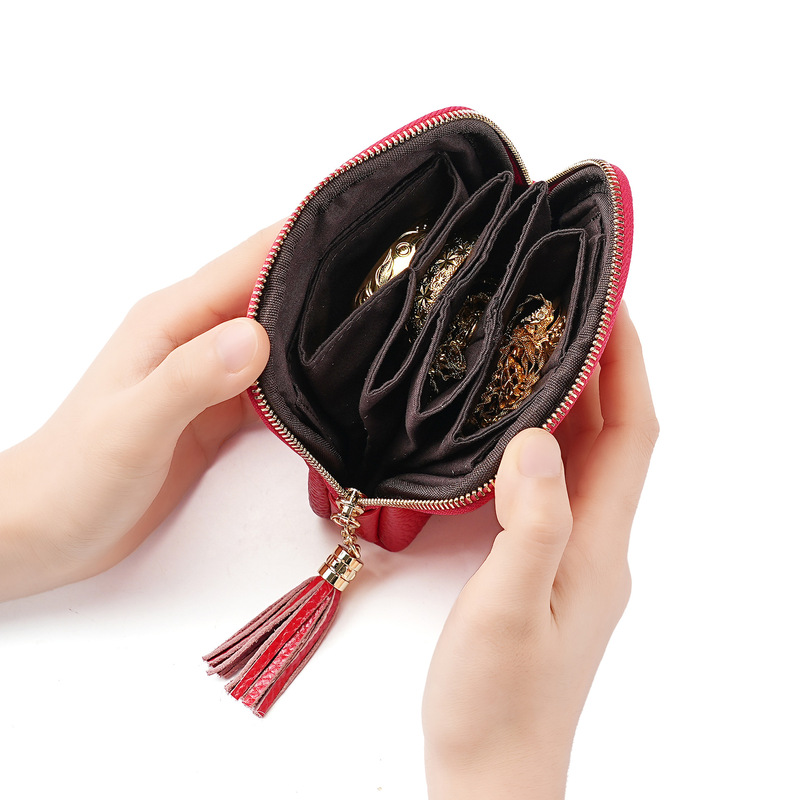 新しい女性のジュエリー収納袋ゴールドリングゴールドネックレスブレスレットイヤリングペンダントテクスチャ収納袋本革|undefined