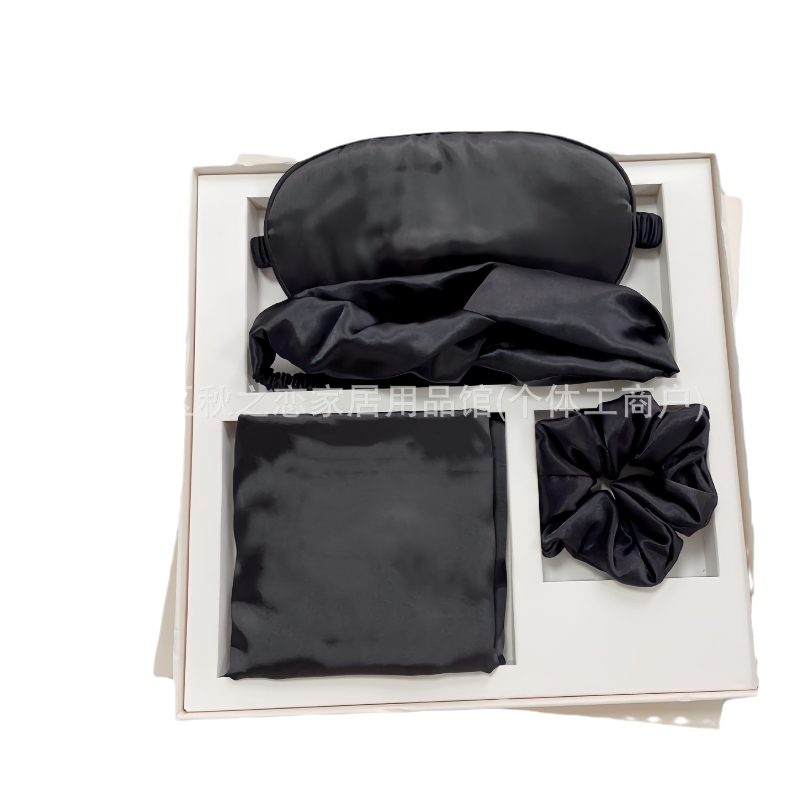 Boda al por mayor acompañante caja de regalo de viaje máscara de ojos almohada anillo de cabello de cuatro piezas para el hogar dormir máscara de ojos