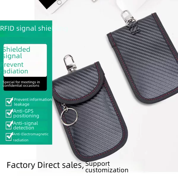 New Cross-Border Carbon Fiber Car Key Shielding Bag, Mobile Phone Bag, Anti-Magnetic Card Holder, Rfid Shielding Key Bag