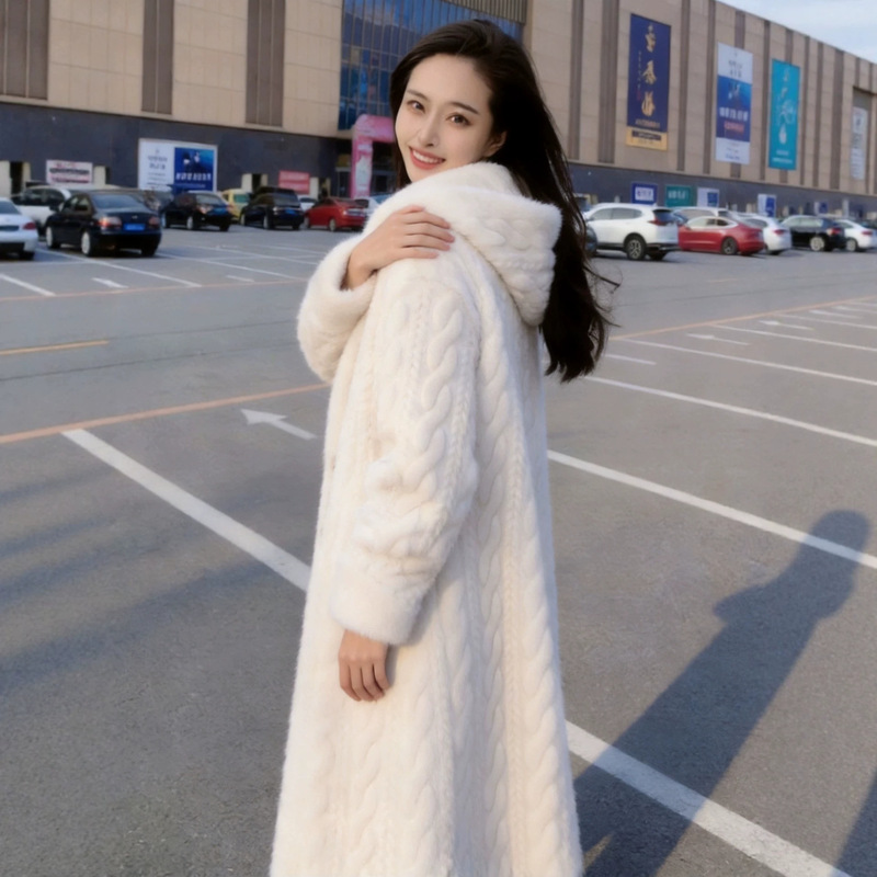 Cross-Border Eco-Friendly Faux Mink Fur Warm Coat, Winter Hot-Selling Long Hooded Mink Coat, Mid-Length Style Cross-Border Eco-Friendly Faux Mink Fur Warm Coat, Winter Hot-Selling Long Hooded Mink Coat, Mid-Length Style