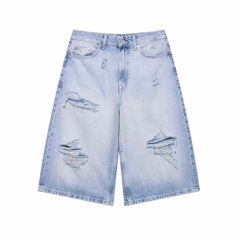 Z Brand Foreign Trade Cross-Border In-Stock European and American Style Women's Clothing 2026 Spring New Ripped Decorative Mid-Waist Denim Shorts