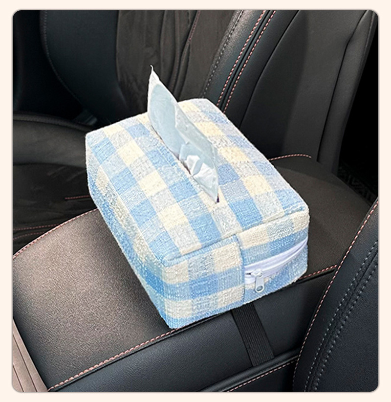 Creative Car Tissue Box, High-End Fabric Car Armrest Box, Paper Box, Multi-Functional Car Seat Tissue Cover
