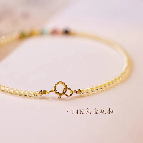 New Lucky Money Rapid Wealth Fine Yellow Tourmaline Necklace for Women with Turnaround Beads Summer Design Style Minority Gift