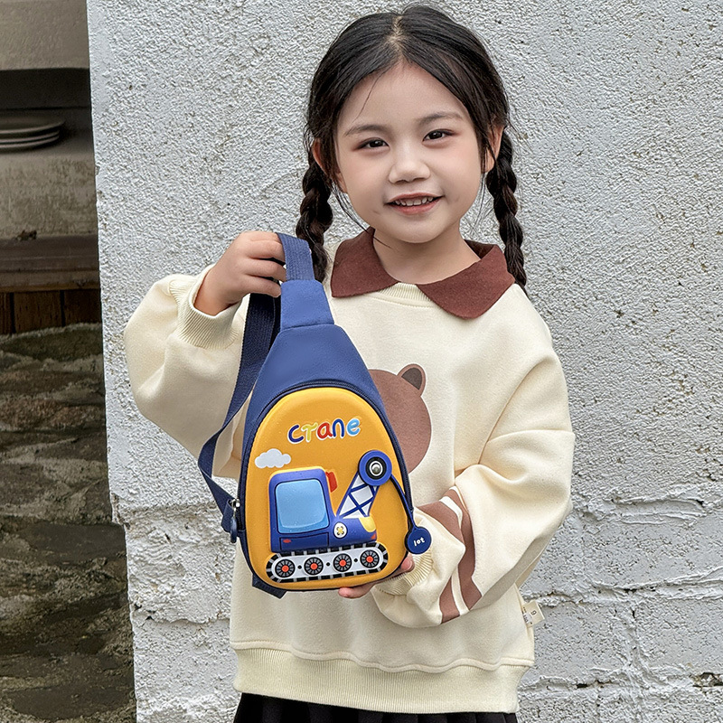 Bolso de moda estereoscópico para niños, caricatura para hombres y mujeres, bolso de pecho lindo excavador para niños, bolso de bebé con cáscara dura