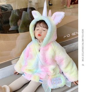 Girls' Autumn and Winter Outwears 2024 New Kidsren's Style Quilted Thickeneded Kidsren's Wool Sweaters Baby Winter Tops