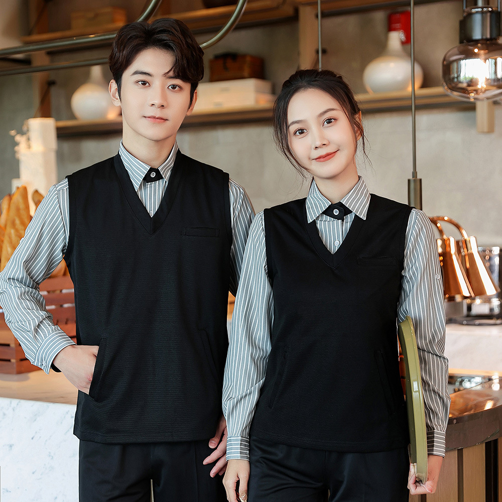 Fast food restaurant waiter knitted vest men's and women's KFC Western restaurant bar Internet coffee cake clerk overalls