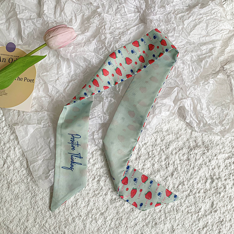 Bufanda de seda, banda larga, sensación de alta calidad, nuevo estilo, cuello, bufanda pequeña, serie de frutas, pañuelo para el cabello, cinta para el cabello