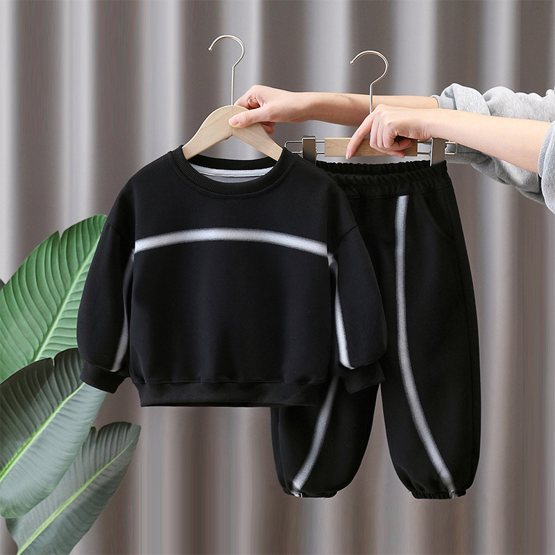 7107 traje de niño primavera y otoño 2025 nuevo suéter coreano para niños de dos piezas ropa deportiva genial para niños