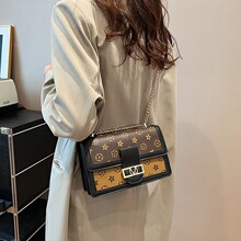 PU老花包链条包小方包 磁扣闭合单肩包斜挎包 复古百搭女包