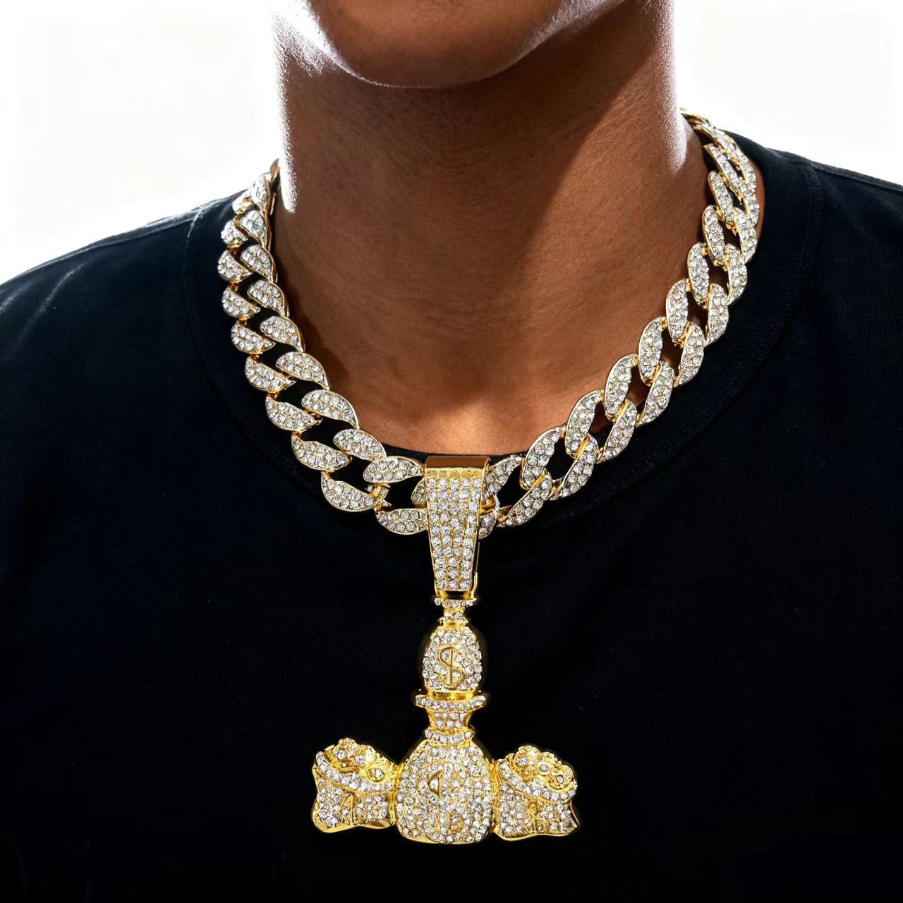 Hiphop moda callejera nueva bolsa de dinero colgante rapper personalidad hombre joyería versátil fábrica personalizada
