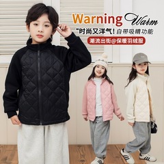 儿童中大童韩版拼接羽绒服冬季新款男女头立领夹克外套潮外贸童装