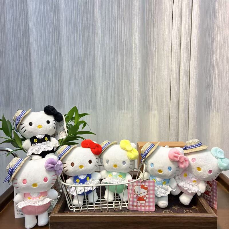 新品马卡龙草帽款猫咪毛绒公仔玩偶书包挂件娃娃钥匙扣挂饰礼品|undefined