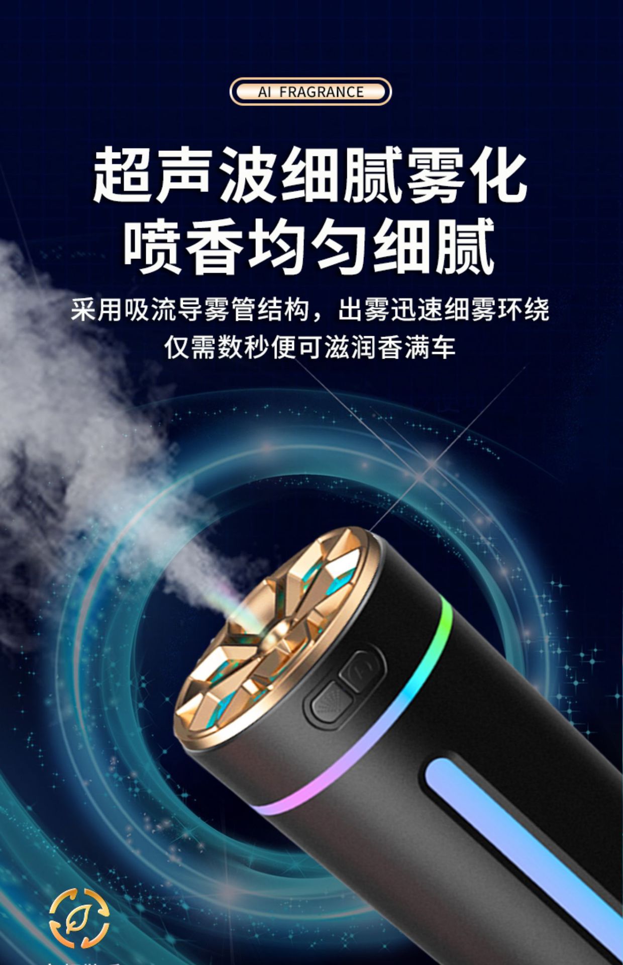 Smart Car Humidifier, Air Purifier, Aromatherapy Essential Oil, Car Odor Removal, Car Atmosphere Light, Perfume Wholesale