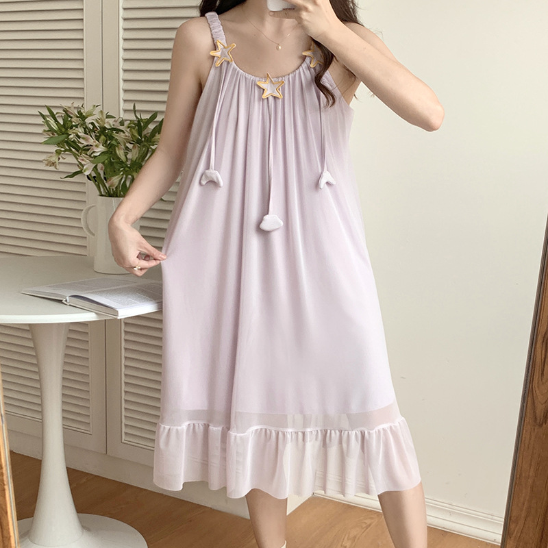 2023 verano camisón de las mujeres Sling Hada estilo coreano pijamas Delgado dulce lindo sexy malla Home wear entrega