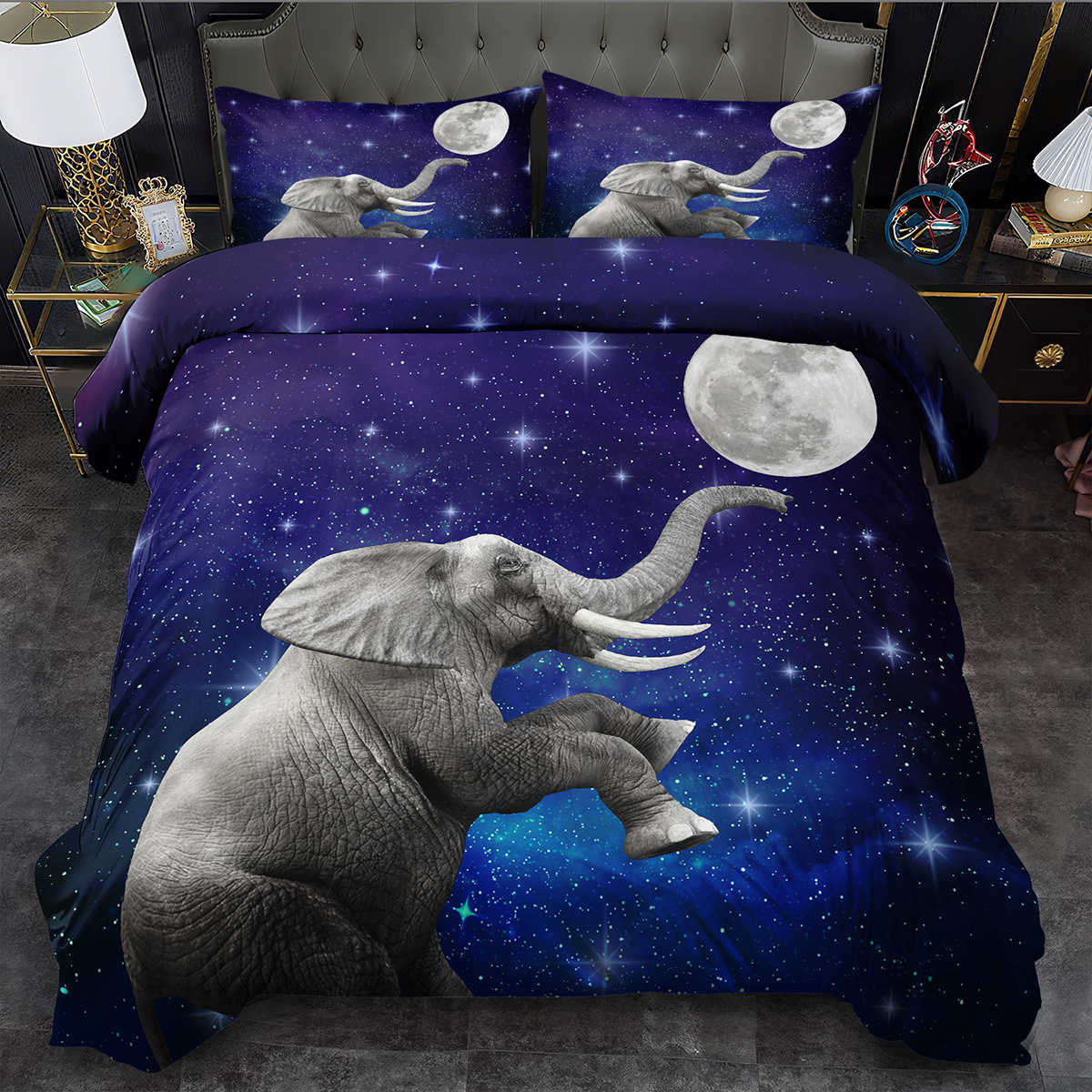 TEMU / JIT abrasión impresión digital rosa roja elefante mariposa suave quilt kit fabricante de origen transfronterizo