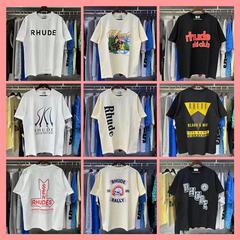 RH限定トレンドブランドレタープリントヘビーウェイト半袖TシャツレターメンズレディースカジュアルルーズラウンドネックアメリカンレトロTシャツ