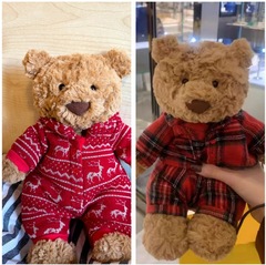 原巴塞羅那熊格子睡衣熊玩偶公仔可愛安撫娃娃生日禮物