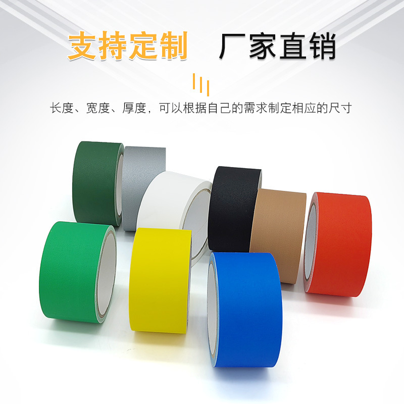 Cinta a base de tela mate mate, cinta adhesiva opacas no reflectante, fotografía decorativa, escenario, fondo impermeable y fácil de rasgar, negro