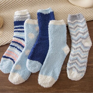 Hair-free coral velvet socks women's Japanese autumn and winter coral velvet towel thickened warm floor Japanese sleep socks