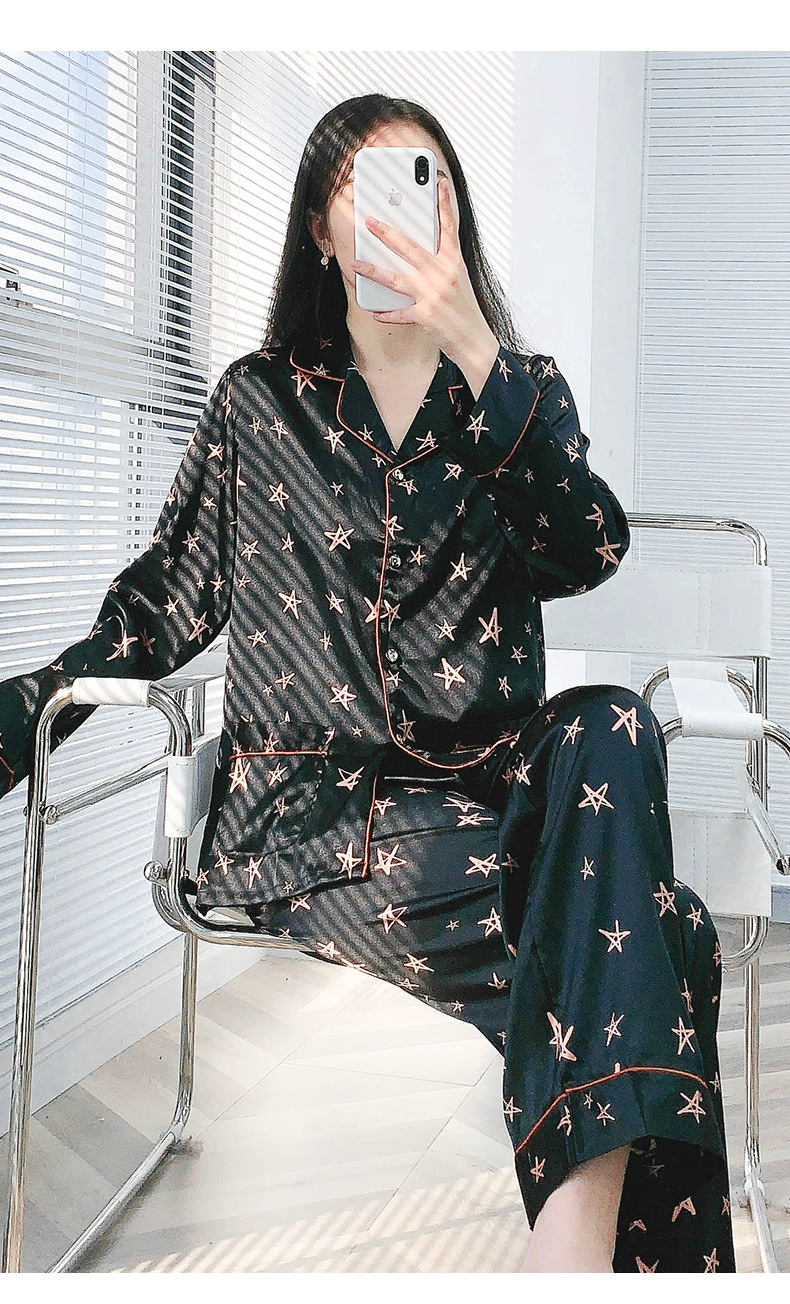 new long-sleeved spring and autumn thin silk pajamas  NSJO29523