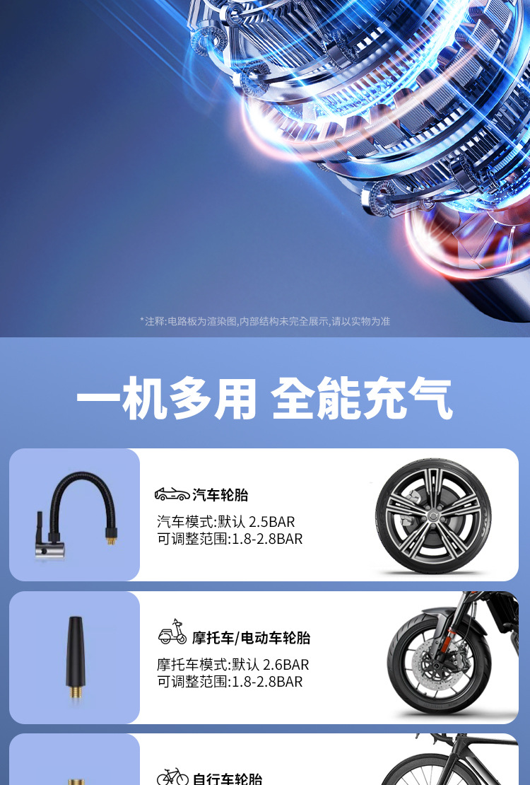 Kafeila Car Emergency Starting Power Supply Multi-Functional Intelligent Digital Display Air Pump Portable Tire Inflator for Vehicles