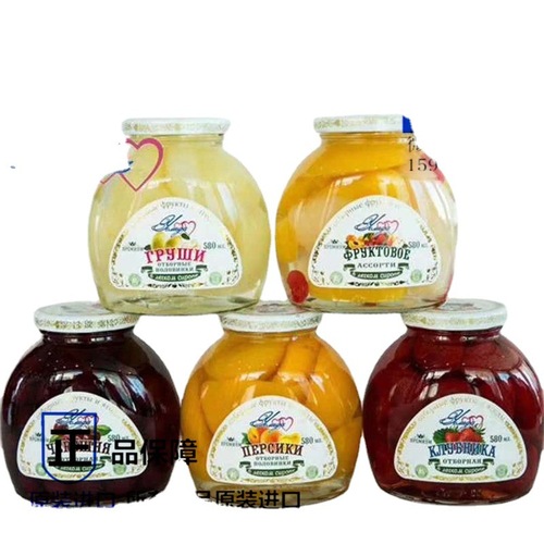 Original Russian Imported Snack Fruits Canned Tins, Multi-Flavor Dessert Canned Food 580g Wholesale