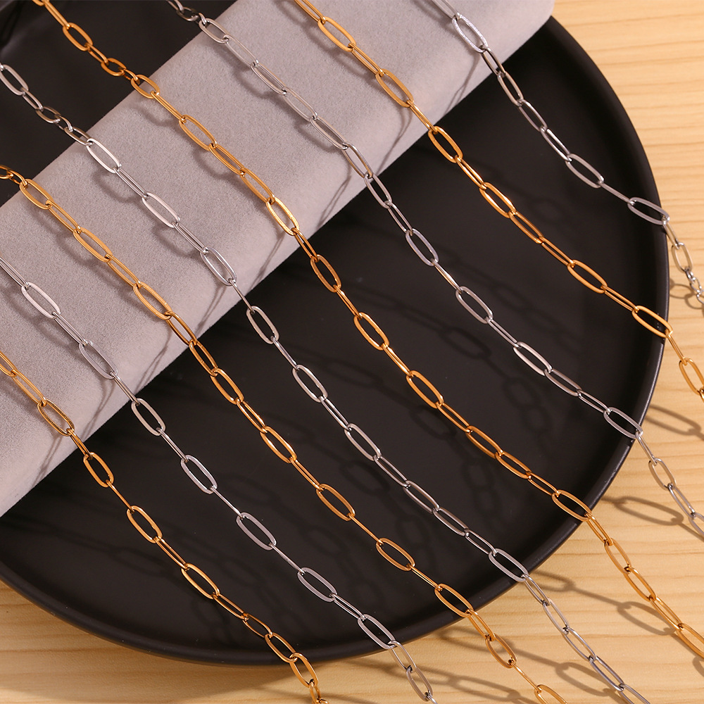 Plated 18K Gold Paper Clip Stainless Steel Chain