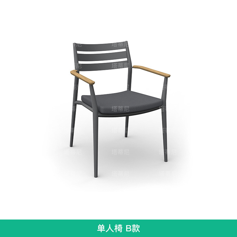 Mesas y sillas de ratán para exteriores, muebles de ocio impermeables y resistentes al sol para patio exterior, conjunto de mesa larga de teca para jardín o balcón de villa